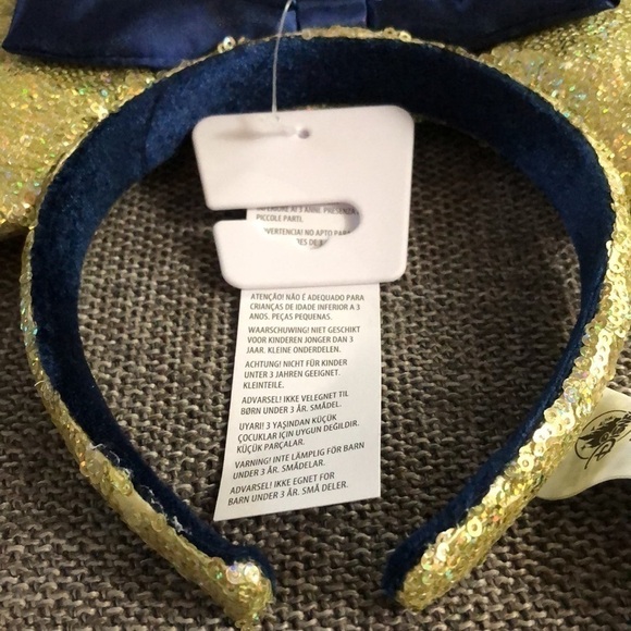Disney Minnie Mouse Sequined Headband Gold Blue Headband 50th Anniversary - Picture 10 of 16